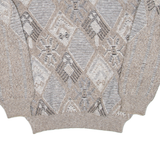 JANTZEN Womens Patterned Jumper Beige Crazy Pattern 90s Wool L