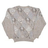 JANTZEN Womens Patterned Jumper Beige Crazy Pattern 90s Wool L
