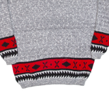 METRICS Mens Patterned Jumper Grey Crazy Pattern 90s Cable Knit M