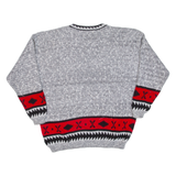 METRICS Mens Patterned Jumper Grey Crazy Pattern 90s Cable Knit M