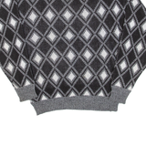 MONTEBELLO Womens Patterned Jumper Black Diamond 90s Cable Knit M
