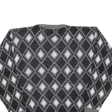 MONTEBELLO Womens Patterned Jumper Black Diamond 90s Cable Knit M