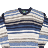 JANTZEN Womens Patterned Jumper Blue Striped 90s Cable Knit M