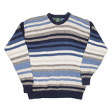 JANTZEN Womens Patterned Jumper Blue Striped 90s Cable Knit M