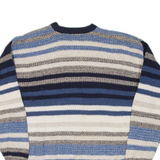 JANTZEN Womens Patterned Jumper Blue Striped 90s Cable Knit M