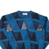 ROBERT BRUCE Womens Patterned Jumper Blue Crazy Pattern 90s XL