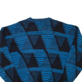ROBERT BRUCE Womens Patterned Jumper Blue Crazy Pattern 90s XL