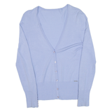 NAVYBOOT Womens Cardigan Blue V-Neck Tight Knit S