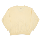 TOMMY HILFIGER Mens Jumper Yellow V-Neck Tight Knit L