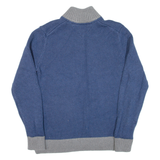 TOMMY HILFIGER Mens Heavy Knit Jumper Blue 1/4 Zip Cable Knit L