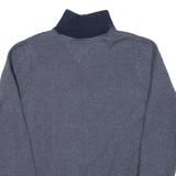 TOMMY HILFIGER Mens Jumper Blue 1/4 Zip Tight Knit S