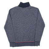 TOMMY HILFIGER Mens Jumper Blue 1/4 Zip Tight Knit S