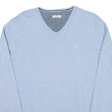 TOM TAILOR Mens Jumper Blue V-Neck Tight Knit M