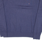 TOMMY HILFIGER Mens Jumper Blue V-Neck Tight Knit M