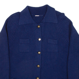 Womens Cardigan Blue Cable Knit M