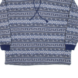 ASHLY BRENT Womens Patterned Fleece Blue Crazy Pattern 1/4 Zip L