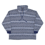 ASHLY BRENT Womens Patterned Fleece Blue Crazy Pattern 1/4 Zip L