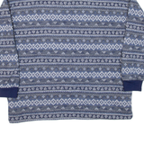 ASHLY BRENT Womens Patterned Fleece Blue Crazy Pattern 1/4 Zip L