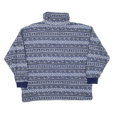 ASHLY BRENT Womens Patterned Fleece Blue Crazy Pattern 1/4 Zip L