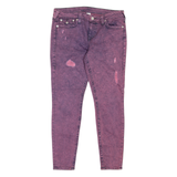 TRUE RELIGION Distressed Womens Jeans Pink Slim Skinny W32 L29
