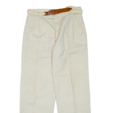 Belted Striped Womens Trousers Beige Regular Straight W30 L30