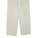 Belted Striped Womens Trousers Beige Regular Straight W30 L30