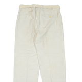 Belted Striped Womens Trousers Beige Regular Straight W30 L30