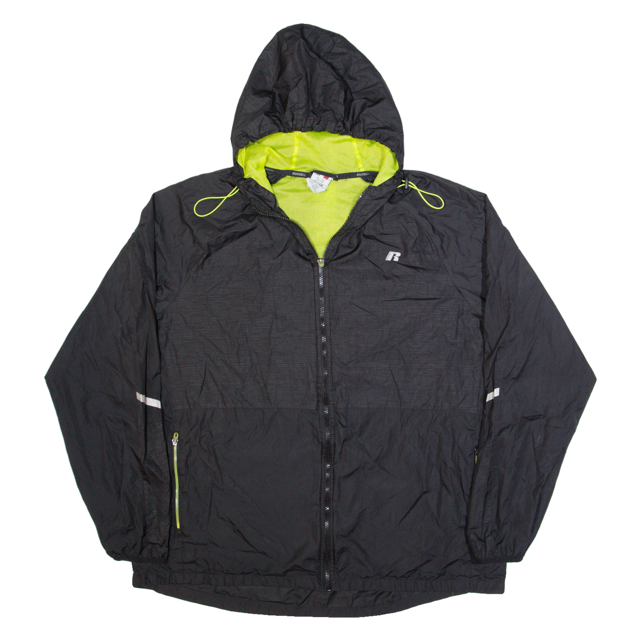 RUSSELL ATHLETIC Mens Windbreaker Jacket Black Hooded XL – Cerqular