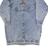CURRENT SEEN Acid Wash Womens Overcoat Coat Blue 90s M