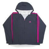 ADIDAS Womens Track Jacket Black Hooded L