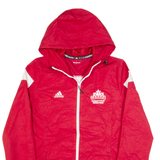 ADIDAS Canada University Sport Mens Rain Jacket Red USA Hooded M