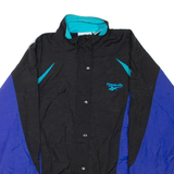 REEBOK Mens Track Jacket Black Nylon Colourblock L