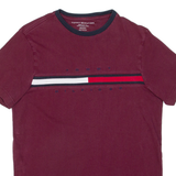 TOMMY HILFIGER Womens T-Shirt Maroon XS