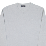 GUESS Mens T-Shirt Grey Long Sleeve V-Neck 2XL