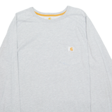 CARHARTT FORCE Mens T-Shirt Grey Long Sleeve 2XL