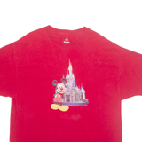 WALT DISNEY Land Disney Castle Mickey Mouse Print Mens T-Shirt Red USA XL
