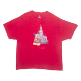 WALT DISNEY Land Disney Castle Mickey Mouse Print Mens T-Shirt Red USA XL