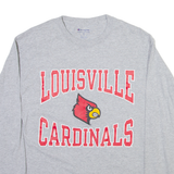 CHAMPION Louisville Cardinals Mens T-Shirt Grey Long Sleeve USA M