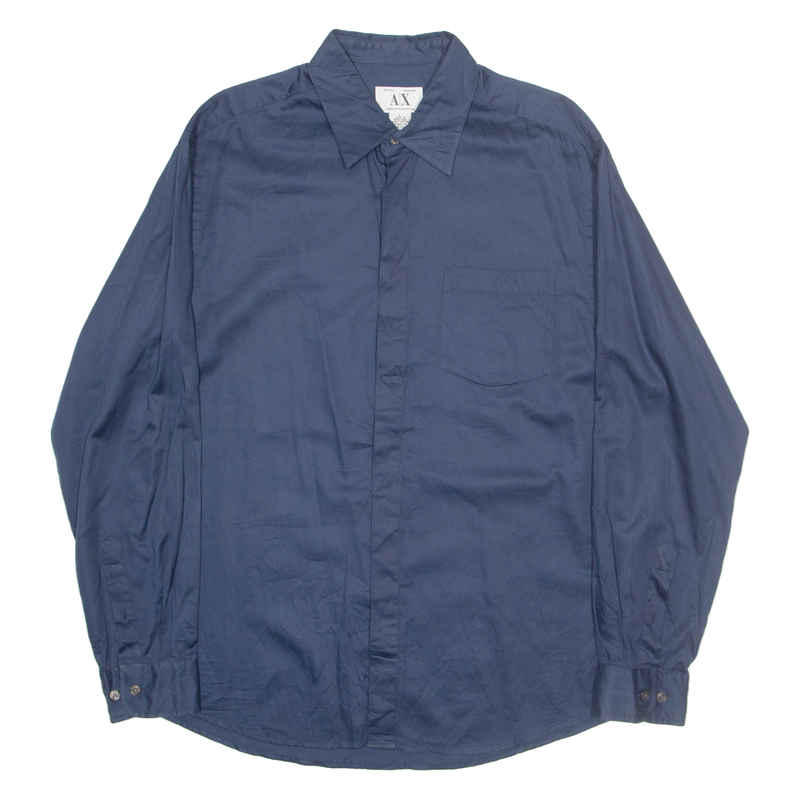 ARMANI EXCHANGE Mens Plain Shirt Blue Long Sleeve L