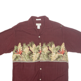 BAMBOO CAY Mens Hawaiian Shirt Maroon Floral M
