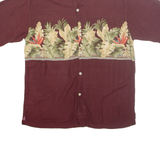 BAMBOO CAY Mens Hawaiian Shirt Maroon Floral M