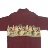 BAMBOO CAY Mens Hawaiian Shirt Maroon Floral M