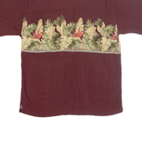 BAMBOO CAY Mens Hawaiian Shirt Maroon Floral M