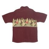 BAMBOO CAY Mens Hawaiian Shirt Maroon Floral M
