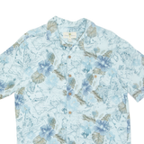 ISLAND SHORES Mens Hawaiian Shirt Blue Crazy Pattern M