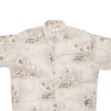 CAMPIA Mens Hawaiian Shirt Beige Crazy Pattern M