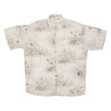 CAMPIA Mens Hawaiian Shirt Beige Crazy Pattern M