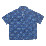 GEORGE Mens Hawaiian Shirt Blue Crazy Pattern XL