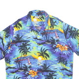 ALOHA HUT Mens Hawaiian Shirt Blue Crazy Pattern 2XL