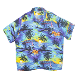 ALOHA HUT Mens Hawaiian Shirt Blue Crazy Pattern 2XL